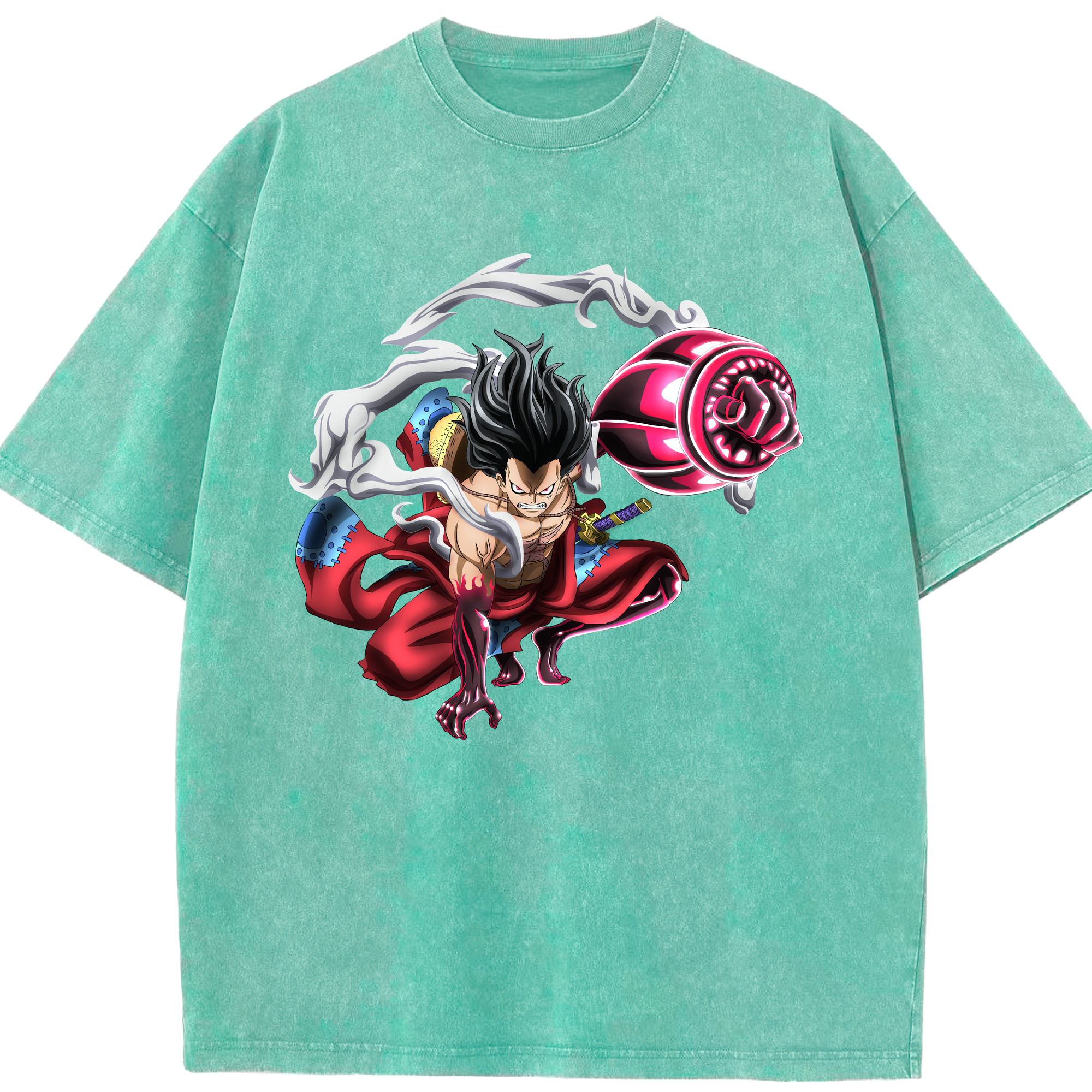 ワンピース モンキー・D・ルフィ ONE PIECE Monkey D. Luffy 綿100% ヴィンテージ風 半袖Tシャツ（フロントプリント）